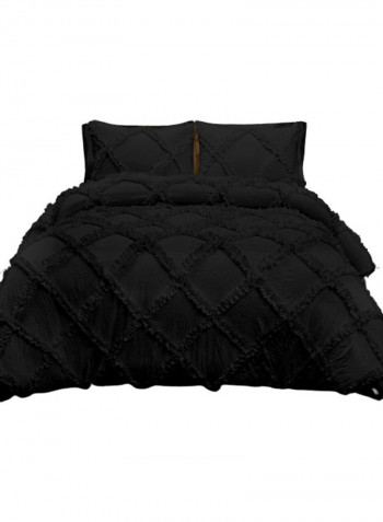 3-Piece Duvet Cover Set Cotton Black 78 x 78inch