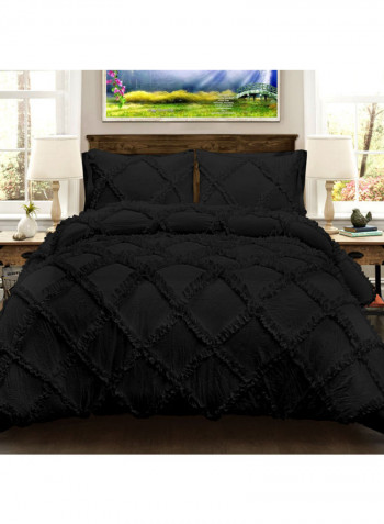 3-Piece Duvet Cover Set Cotton Black 78 x 78inch