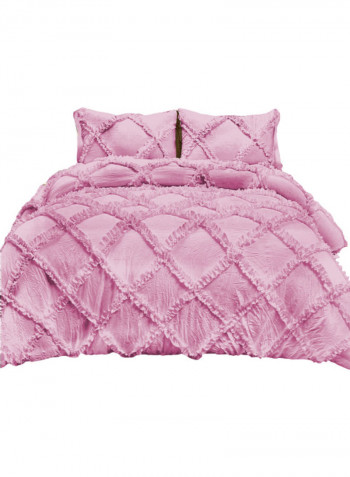 3-Piece Duvet Cover Set Cotton Pink 53 x 78inch