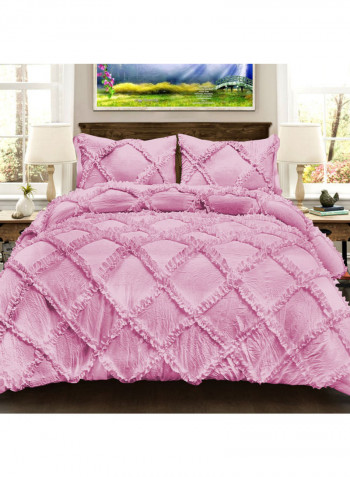3-Piece Duvet Cover Set Cotton Pink 53 x 78inch