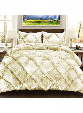 3-Piece Duvet Cover Set Cotton Beige 114 X  96inch