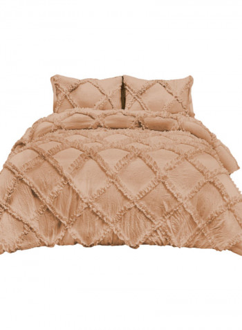 3-Piece Duvet Cover Set Cotton Peach 114 x 96inch