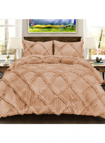 3-Piece Duvet Cover Set Cotton Peach 114 x 96inch