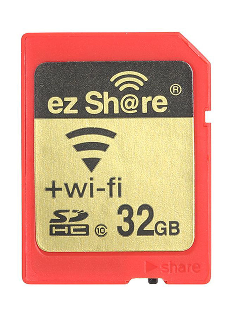 WiFi SDHC Class 10 Flash Card 32GB Red/Gold/Black