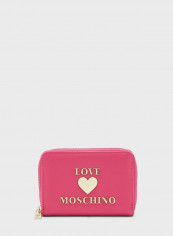 Logo Detail Zip Through Coin Purse Pink
