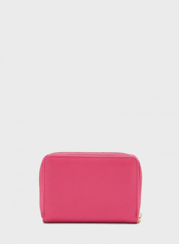 Logo Detail Zip Through Coin Purse Pink