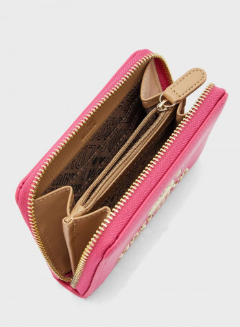 Logo Detail Zip Through Coin Purse Pink