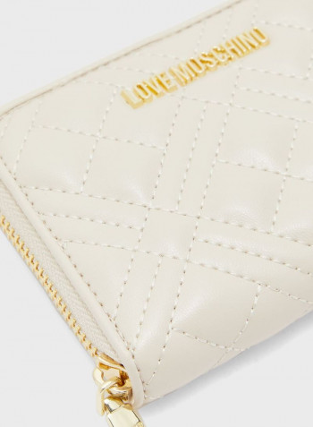 Quilted Zip Through Purse White