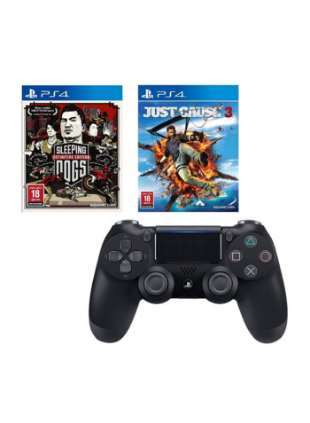 Sleeping Dogs Definitive Edition + Just Cause 3 With DualShock 4 Wireless Controller - Action & Shooter - PlayStation 4 (PS4)