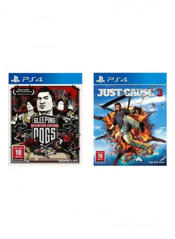 Sleeping Dogs Definitive Edition + Just Cause 3 With DualShock 4 Wireless Controller - Action & Shooter - PlayStation 4 (PS4)