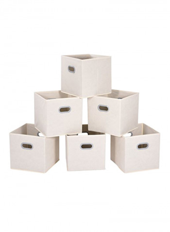 6-Piece Cube Cloth Storage Bin Beige