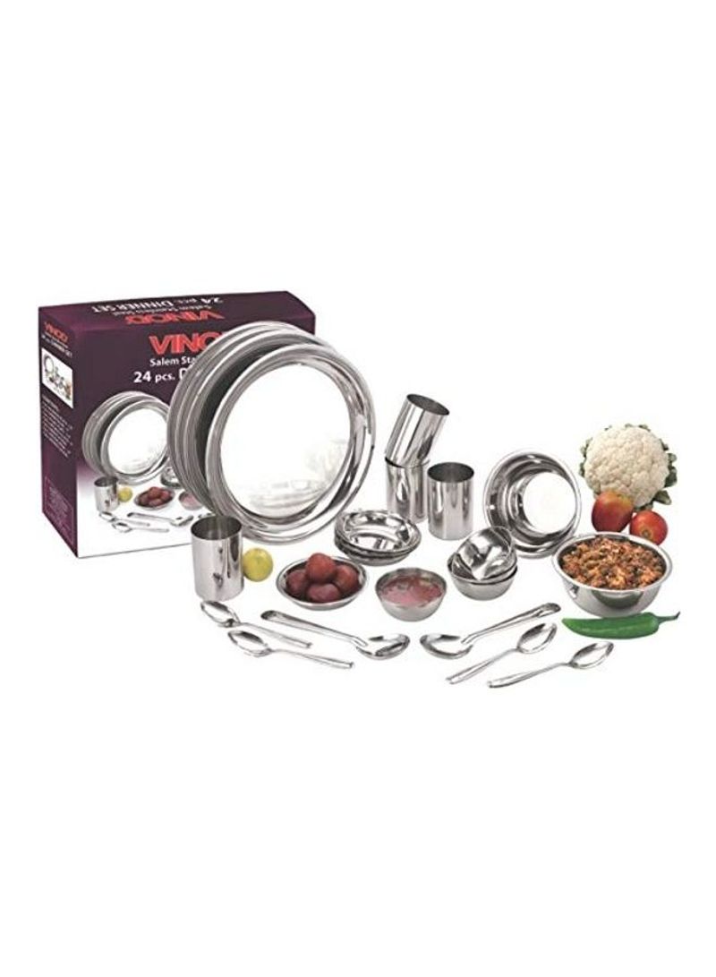 Vinod 24-Piece Stainless Steel Dinnerware Set Silver 6x4x3inch
