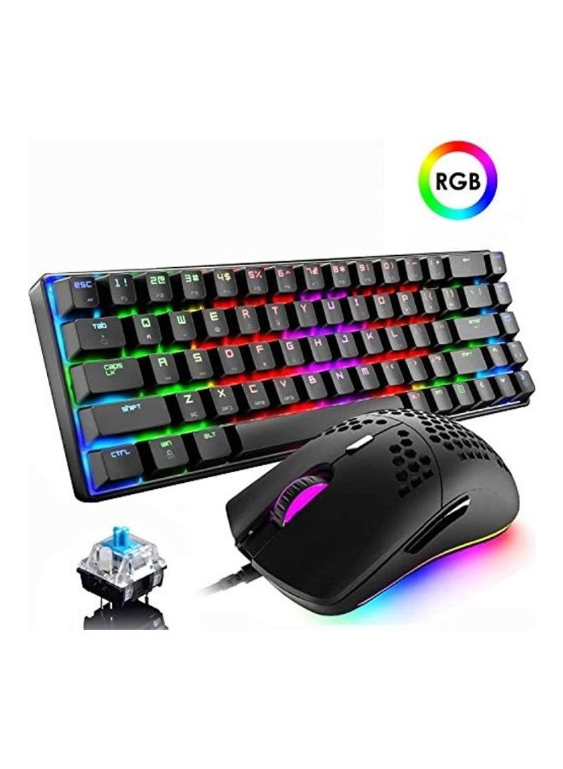 2-Piece RGB Mechanical Gaming Keyboard With Honeycomb Optical Mouse Set
