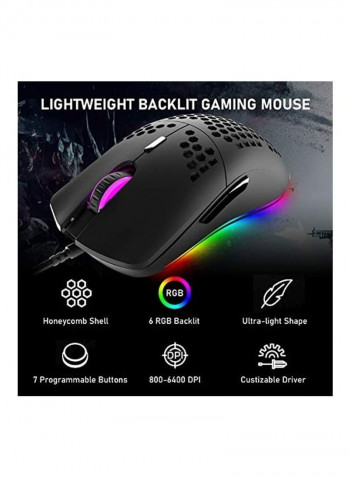 2-Piece RGB Mechanical Gaming Keyboard With Honeycomb Optical Mouse Set