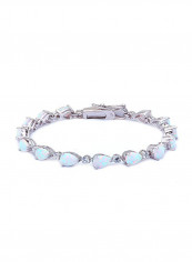 925 Sterling Silver Opal And Cubic Zirconia Studded Bracelet