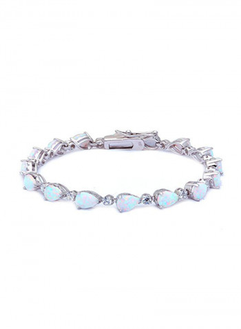 925 Sterling Silver Opal And Cubic Zirconia Studded Bracelet