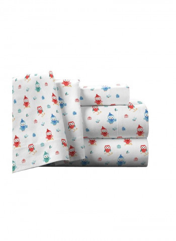 4-Piece Printed Flat Sheet Set Owl King