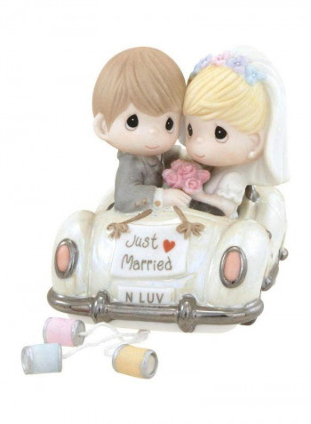 Just Married Bisque Porcelain Figurine Beige/White/Grey 4.75x5.5x4inch