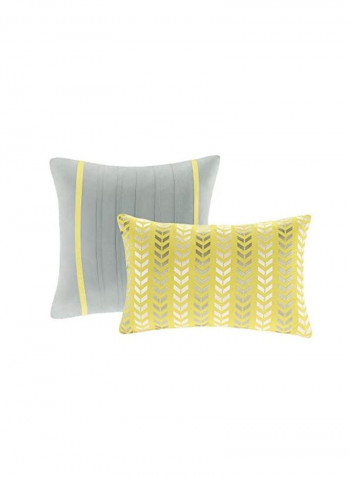 4-Piece Polyester Comforter Set Yellow/Grey/White Queen