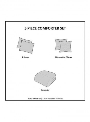 4-Piece Polyester Comforter Set Yellow/Grey/White Queen