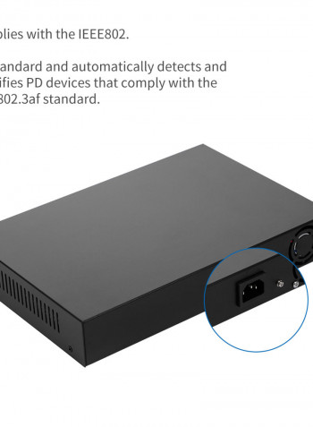 POE Switch With 16 POE Ports 2 Gigabit POE Switch Power For UK Plug Black