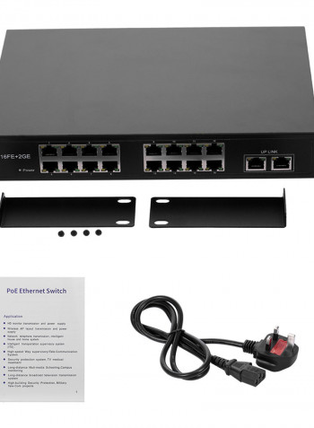 POE Switch With 16 POE Ports 2 Gigabit POE Switch Power For UK Plug Black