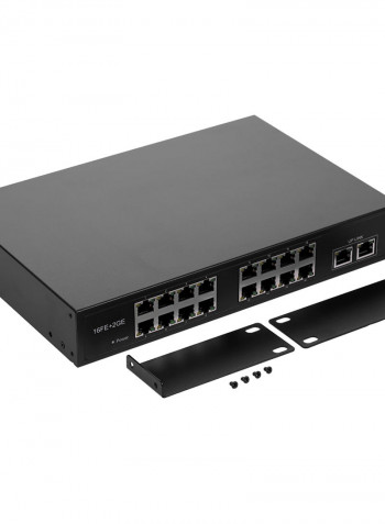POE Switch With 16 POE Ports 2 Gigabit POE Switch Power For UK Plug Black