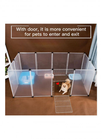 Portable Large Pet Play Exercise Pen With Door 12 Panel Transparent 82.00 x 6.00 x 46.50cm
