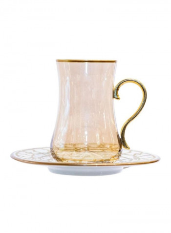 12-Piece Dervish Seljuq Cup And Saucer Set Gold/Clear/White