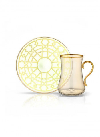 12-Piece Dervish Seljuq Cup And Saucer Set Gold/Clear/White