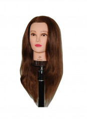 Human Hair Cosmetology Mannequin Training Head With Clamp Medium Brown 24inch