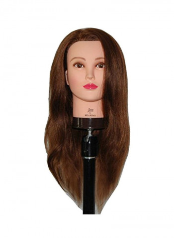 Human Hair Cosmetology Mannequin Training Head With Clamp Medium Brown 24inch