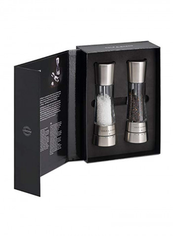 2-Piece Derwent Salt and Pepper Grinder Set Clear/Silver 1.4 x 3 x 7.5inch