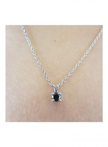 925 Sterling Silver 0.25 Ct Black Diamond Studded Pendant Necklace