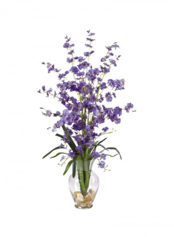 Dancing Lady Liquid Illusion Silk Flower With Vase Purple/Green 31inch