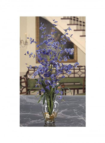 Dancing Lady Liquid Illusion Silk Flower With Vase Purple/Green 31inch