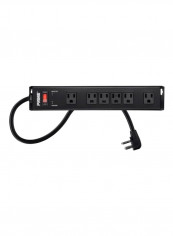 6-Outlet Surge Protector Power Strip Black 15x6x2.2inch
