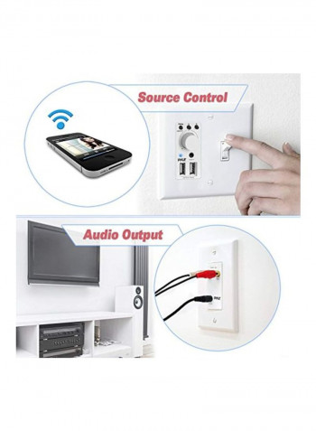 Bluetooth Receiver Wall Mount White/Silver 2.5x2.5x5.5inch