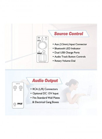 Bluetooth Receiver Wall Mount White/Silver 2.5x2.5x5.5inch