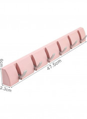 Creative Collapsible Multi-Purpose Six Hooks Wall Rack Pink 60x90cm