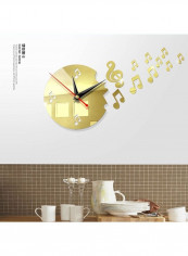 Glossy Creative Clock Pattern Decorative Wall Sticker Gold