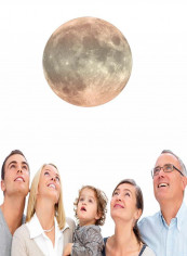 Novel Glowing Moon Design Wall Decor Pink 60x90cm
