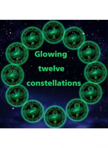1-Piece Astrology Glow In The Dark Round Wall Sticker Multicolour 60x90cm