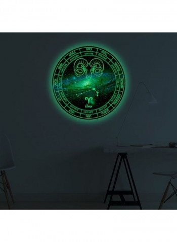 1-Piece Astrology Glow In The Dark Round Wall Sticker Multicolour 60x90cm
