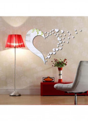 3D Heart Mirror Wall Sticker Silver reviews 3D Heart Mirror Wall Sticker Silver