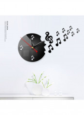 Glossy Creative Clock Mirror Decorated Wall Sticker Black