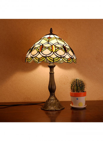 LED Desk Lamp With Carved Stripes Glass Multicolour 49x39x28centimeter