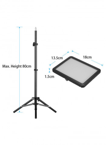 2-Piece Photography LED Light Panel With Tripod Stand Black