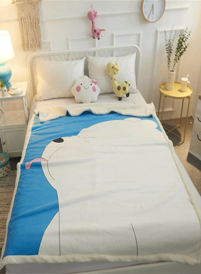 Bear Pattern Cute Blanket Cotton Blue/White 150x200centimeter