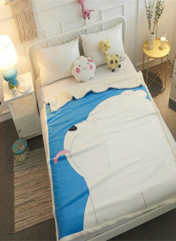 Bear Pattern Cute Blanket Cotton Blue/White 150x200centimeter